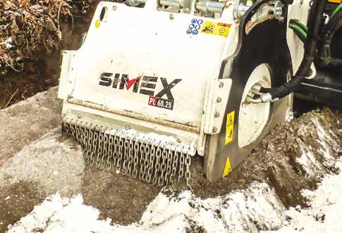 Simex PL 60.25 Stabilisierer Stabilisierer sind optimal zum Verfestigen der Untergrundschichten, ideal zum Einmischen von Kalk oder Zement. Große Arbeitstiefe (250 mm). Die einzigartige Selbstnivellierungsfunktion sorgt unter allen Bedingungen für eine gleichmäßige Frästiefe.